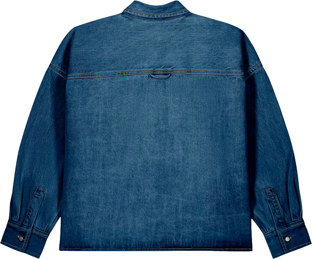 ASAGI — Denim Overshirt Women Mid Wash — back