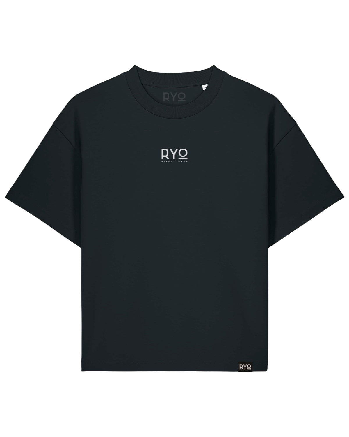 Entity 03 Bakekujira t-shirt, front: small RYO Silent Echo logo on black