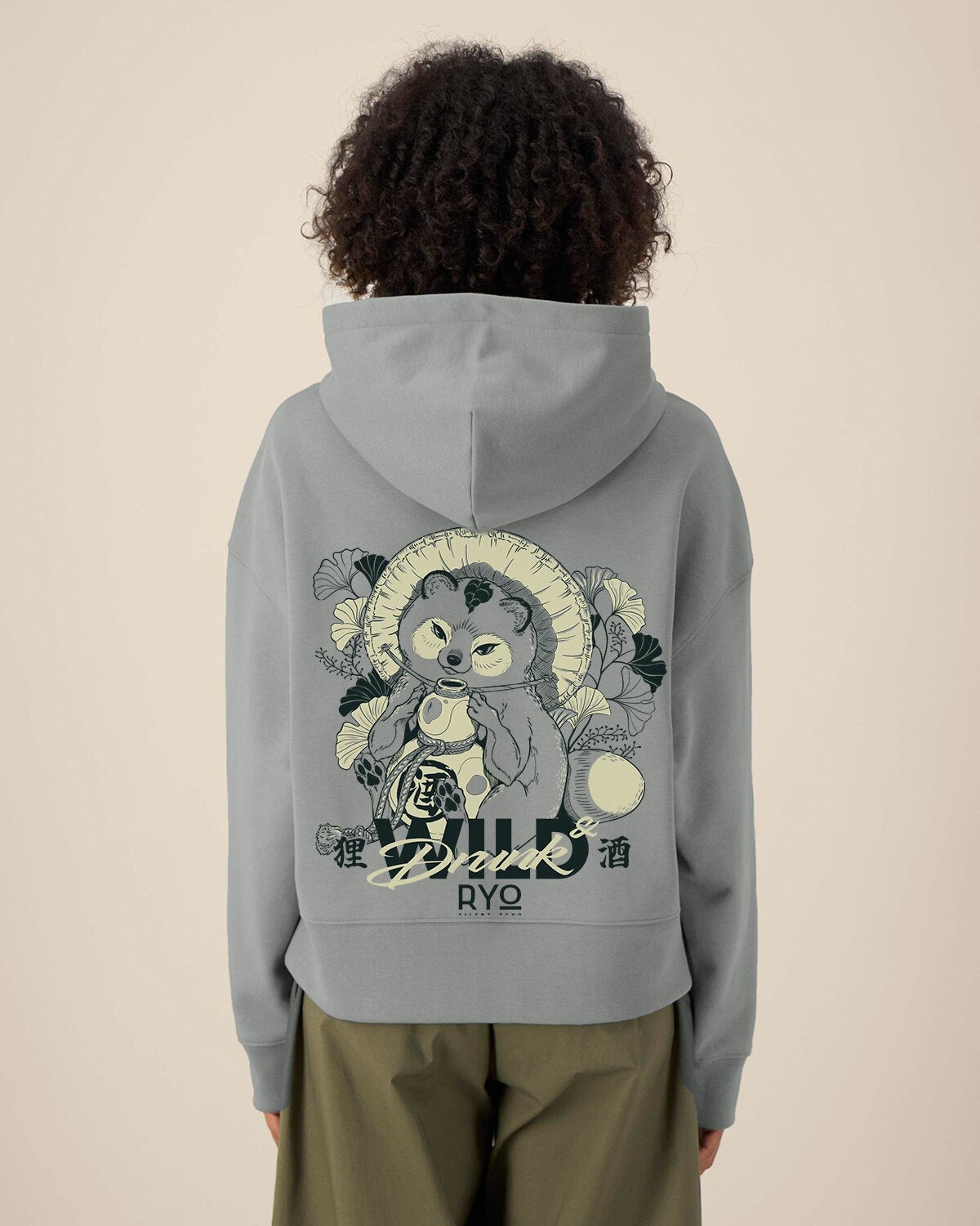 Back view of the Tanuki - Wild & Drunk Hoodie by RYO Silent Echo