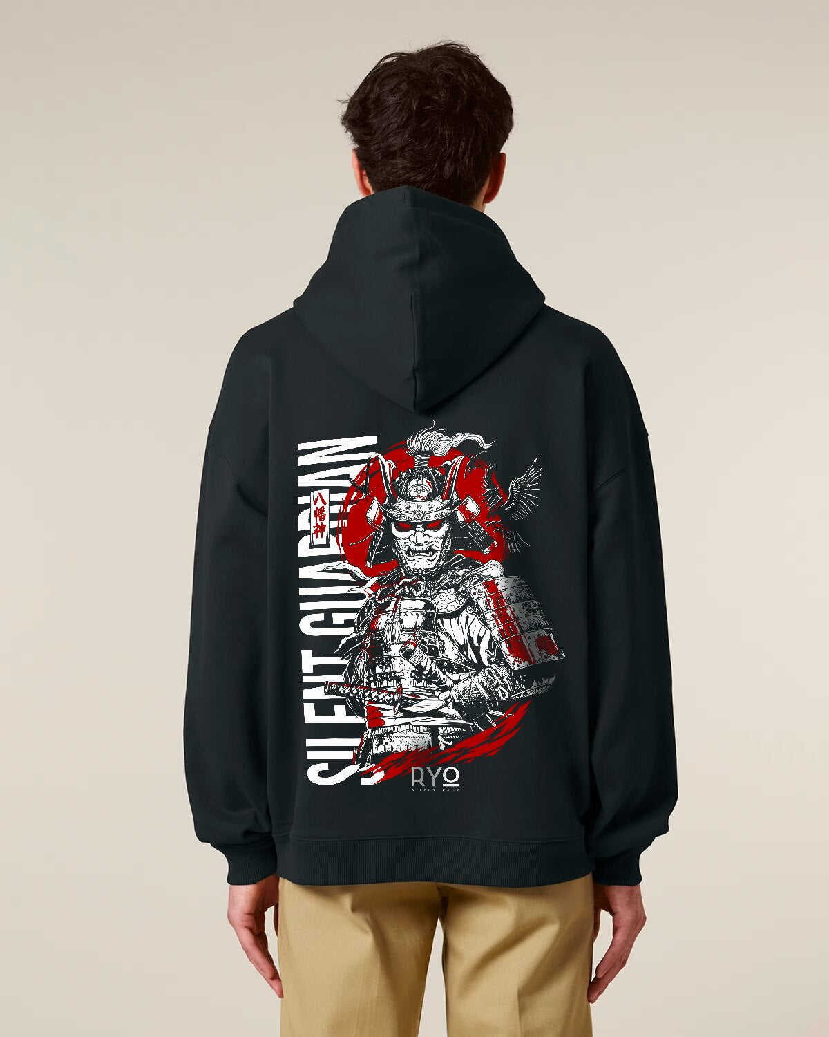 Back view of The silent guardian Hoodie by RYO Silent Echo