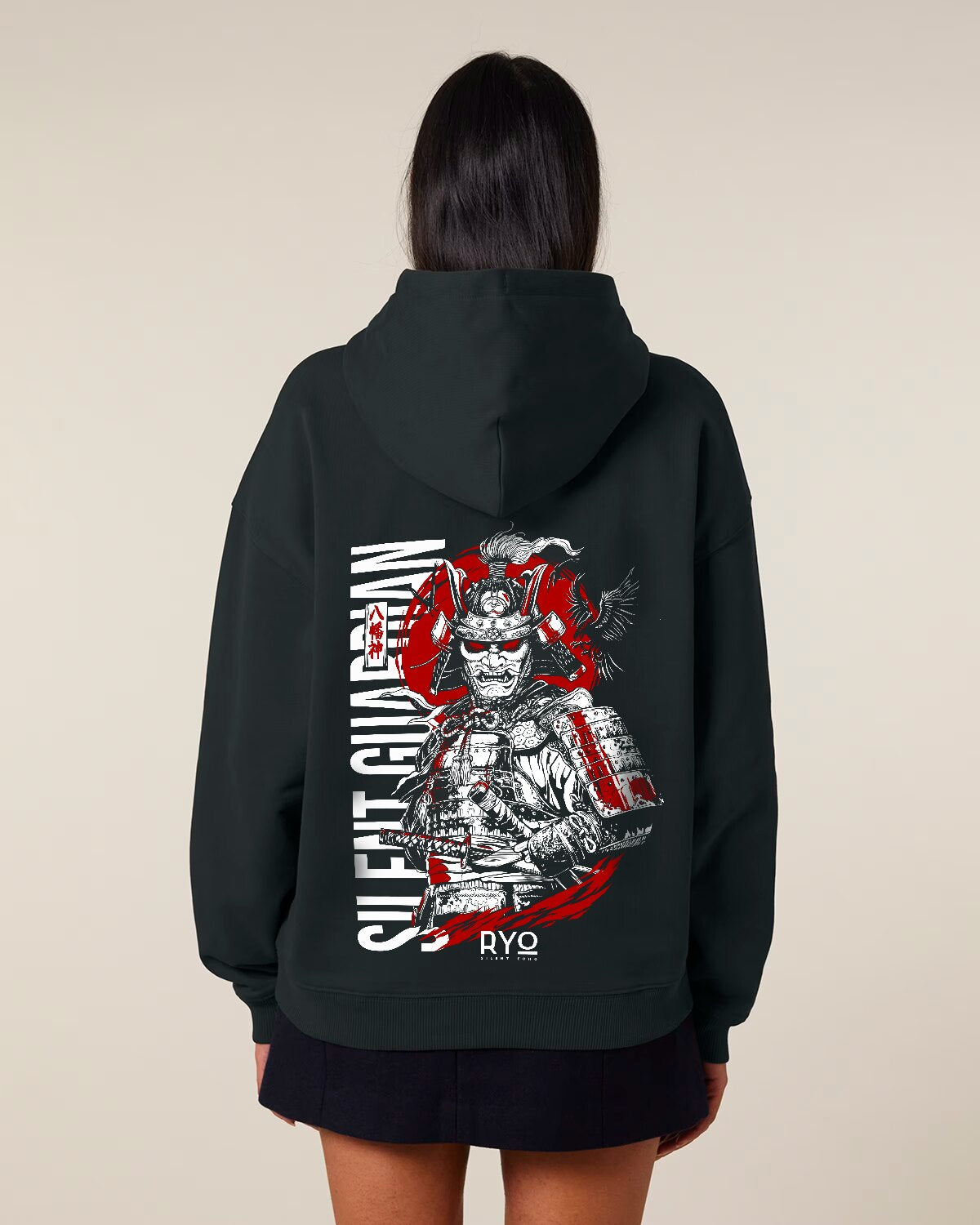 Back view of The silent guardian Hoodie by RYO Silent Echo