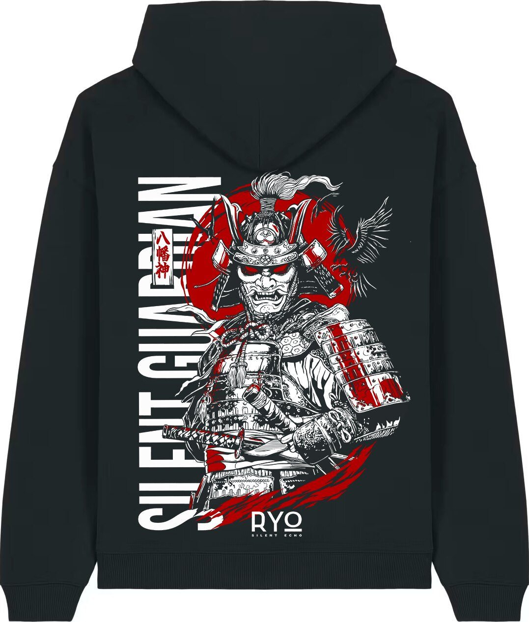 Back view of The silent guardian Hoodie by RYO Silent Echo