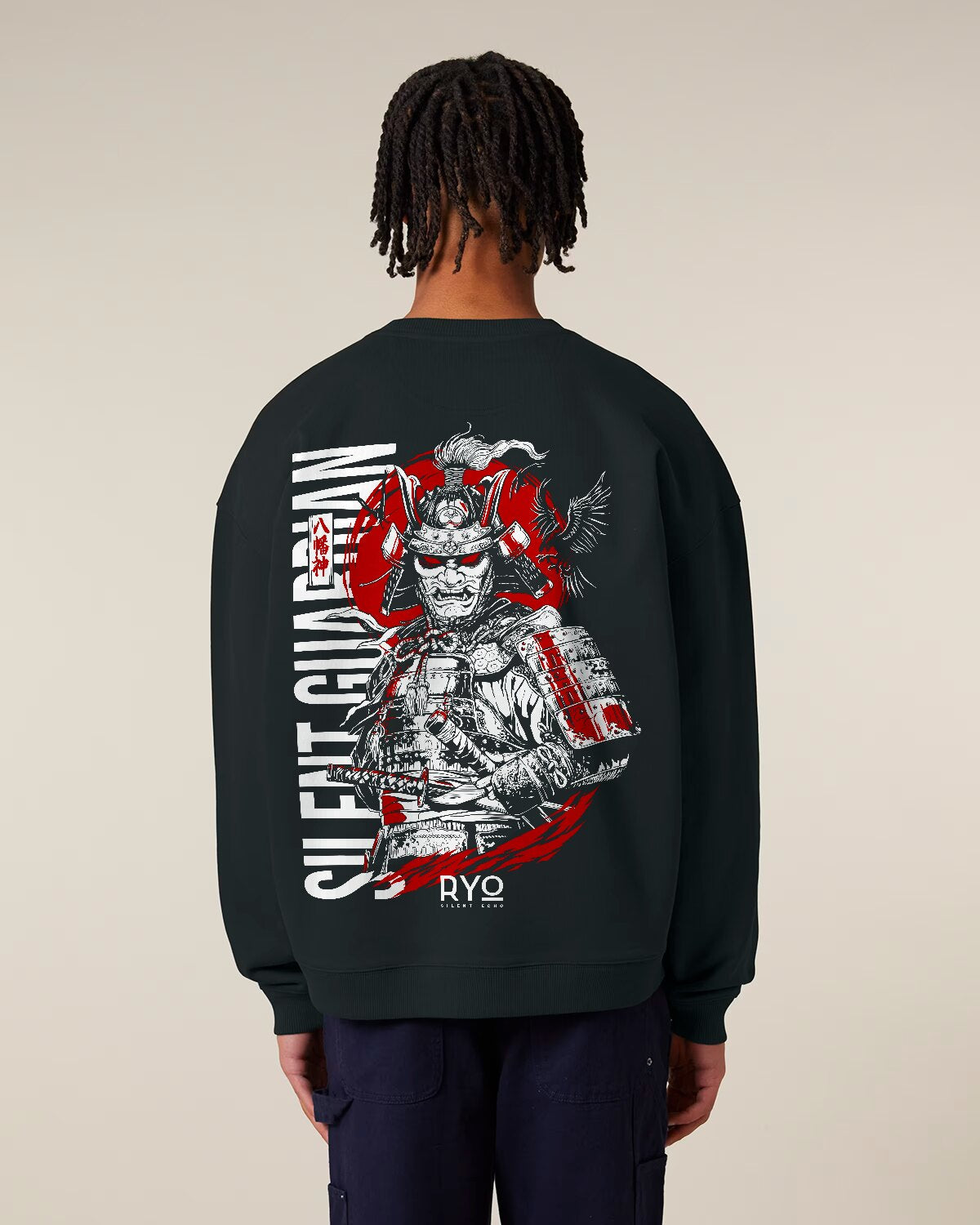 Back view of The silent guardian Sweatshirt by RYO Silent Echo